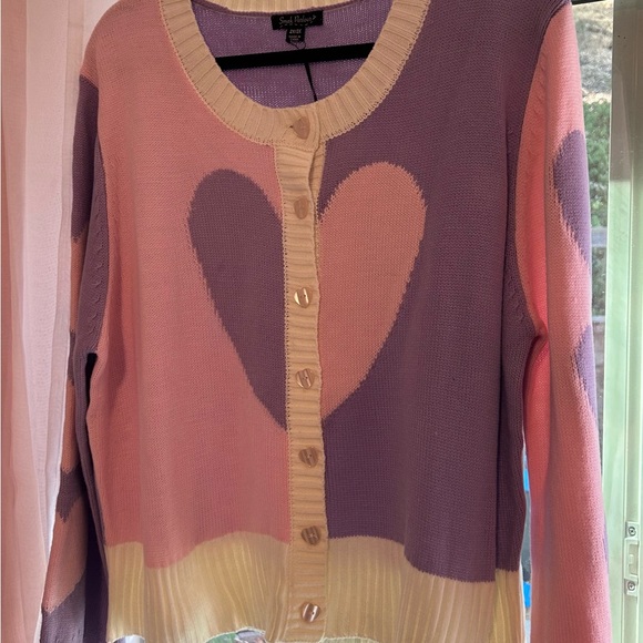 NWT-Sz 2X/3X-Smak Parlour pink & lavender hearts cardigan 💗💜 - Picture 3 of 10